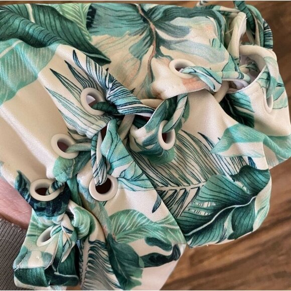 LA Hearts ✦ Palm Leaf One Piece Swimsuit ✦ Tropical Print Lace-Up Sides Size M - Picture 7 of 11